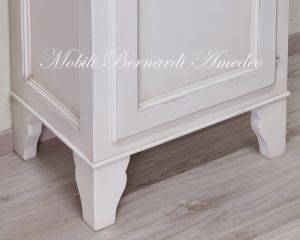 Vetrina in legno massello laccata bianco anticato 1 anta